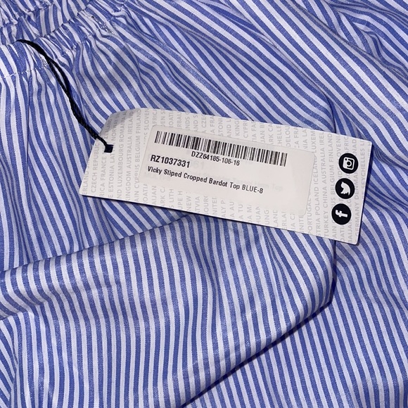 Vicky Stiped Cropped Bardot Top - Picture 2 of 2